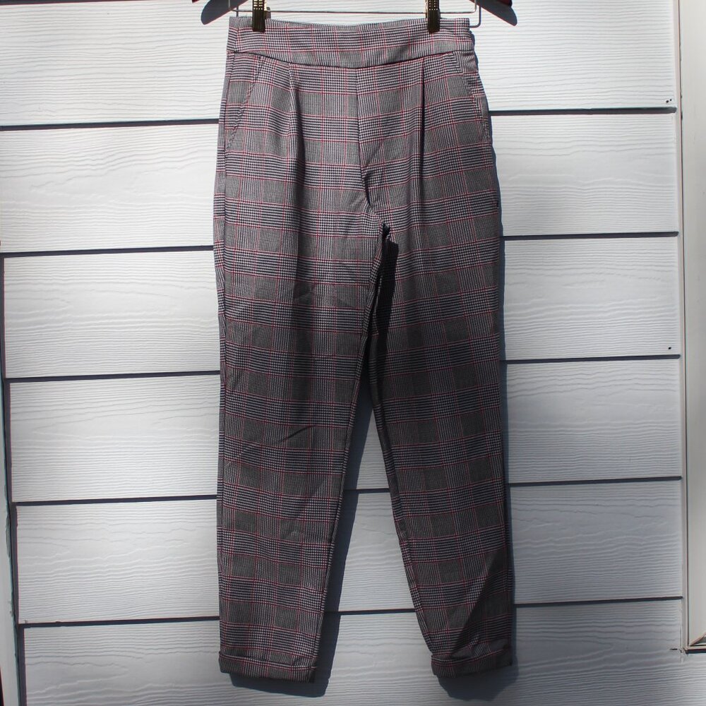 Forever 21 Glen Plaid High-Rise Tapered Trousers - Size XS